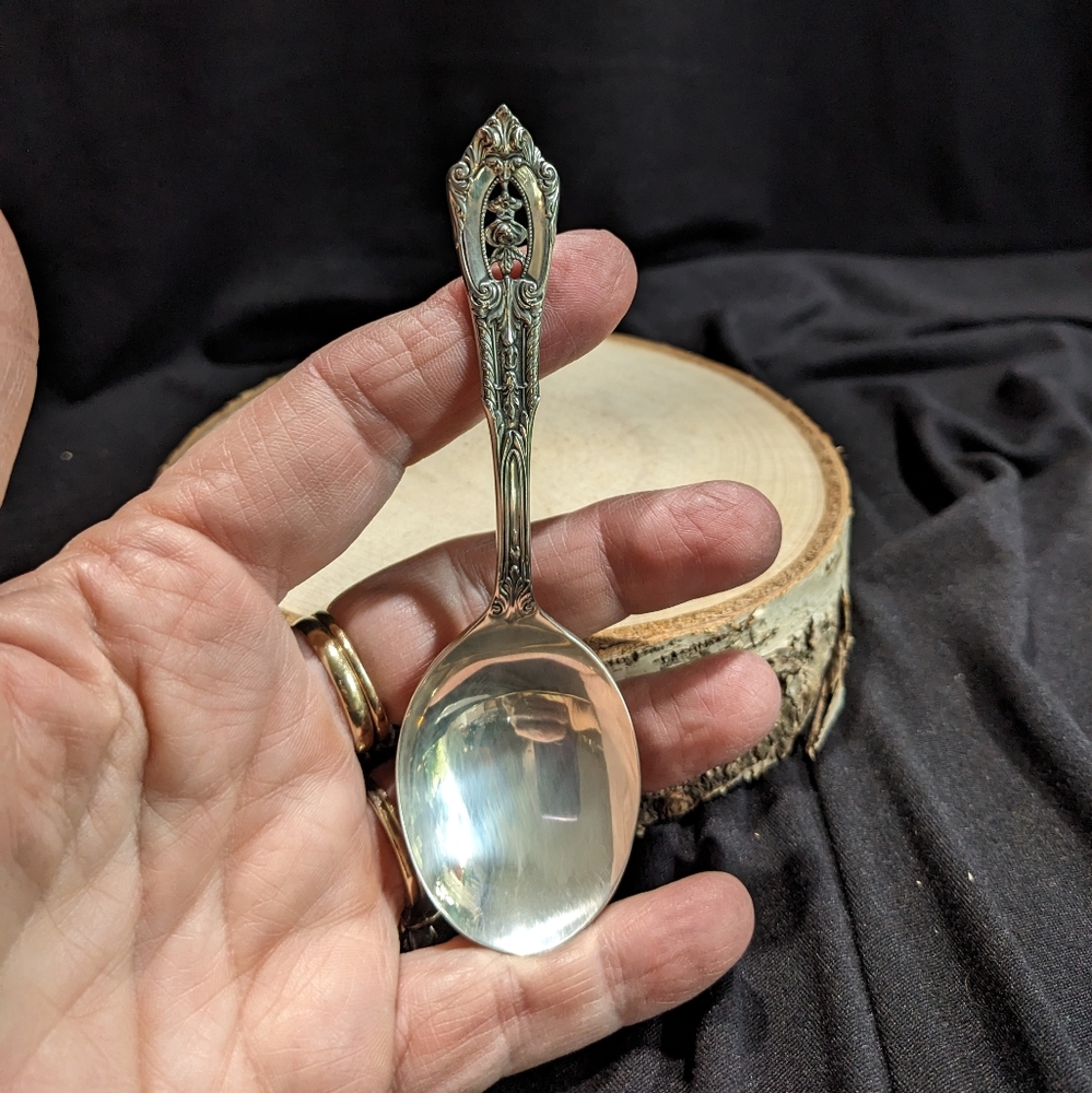 Rose Point by Wallace sterling silver baby spoon/Sugar Shell